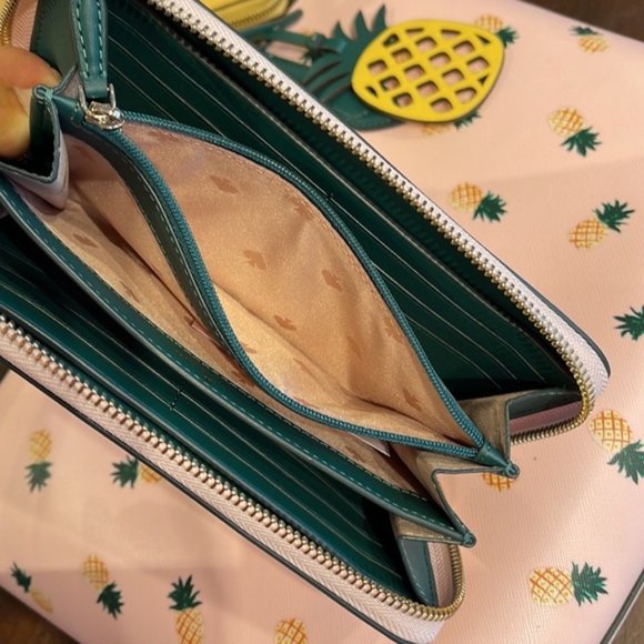 Kate Spade Pineapple Printed Large Continental Wallet Pink Multi - Picture 15 of 16
